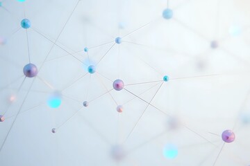 A minimalist, elegant photo studio shot of a simple, geometric pattern with pastel-colored holographic dots connected by delicate lines