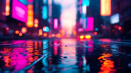 Fototapeta premium Neon City Reflection