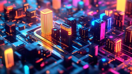 Obraz premium Neon Cityscape Abstract