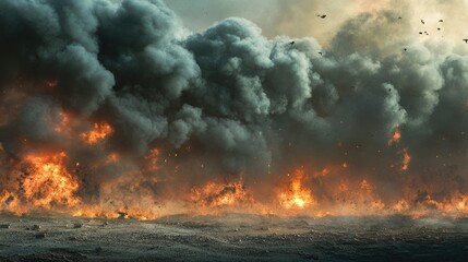 Obraz premium Battlefield smoke and disaster scenario backdrop