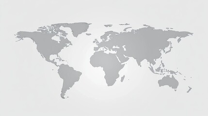 Fototapeta premium A simple, grey world map with all continents visible on a white background.
