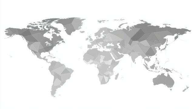 Fototapeta Grey polygonal world map illustration on a white background.
