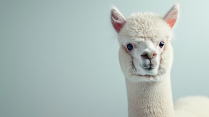 Obraz premium Playful White Alpaca Standing Gracefully