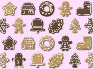 クッキーのシームレスパターン〈立体・影付き〉F-6