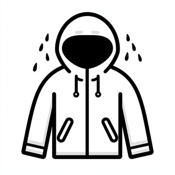 white raincoat with hood and rain clip art preview