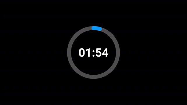Circle countdown timer animation of 2 minutes on transparent background, 2 minutes circle countdown timer animation with alpha channels, countdown video 