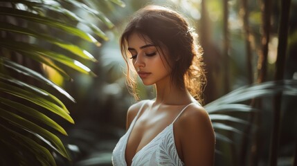 Fototapeta premium Woman in a Tropical Forest
