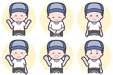 八百屋の男性のポーズセット_02