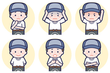 八百屋の男性のポーズセット_05