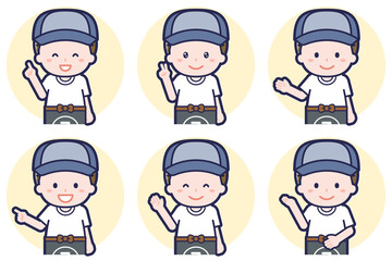 八百屋の男性のポーズセット_03