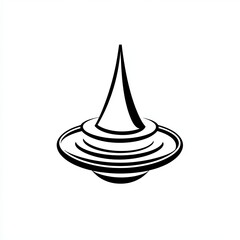 Fototapeta premium The design features a classic spinning top icon, showcasing its streamlined shape in black and white against a white background, symbolizing fun and simplicity