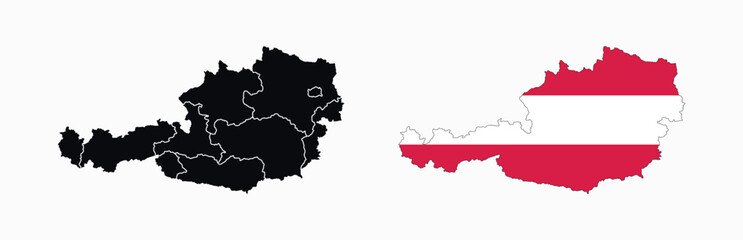 Austria Map vector icon. Map of Austria in Flag colors.