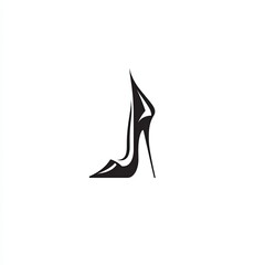 Fototapeta premium A sleek black and white stiletto icon displayed against a clean white background, representing modern fashion and stylish footwear for diverse situations