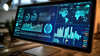 Digital dashboard displaying real time data and analytics for a renewable energy monitoring system showing graphs charts