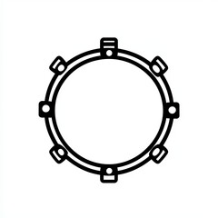 Obraz premium This tambourine icon showcases a minimalist line art style in black on a clean white background, making it ideal for use in music themes and digital designs