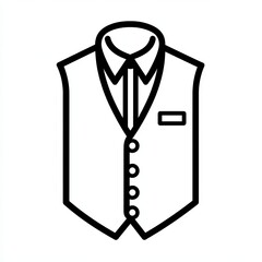 This simple line icon features a waistcoat design, showcasing a classic collar and button details against a clean white background, ideal for fashion-related projects