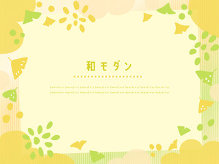 かわいい秋の背景　グラデーションの背景にイチョウ柄