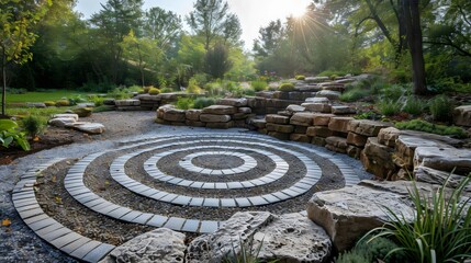 A stone circle with a path leading to it