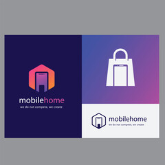 Mobile store logo design with Flat design online shop logo design template
