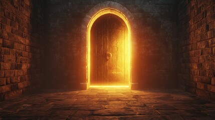 Ancient glowing portal within a medieval castle s hidden passage ideal for historical fantasy games or captivating medieval mystery stories