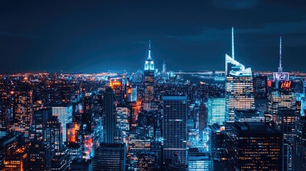 Night View of a Vibrant City Skyline