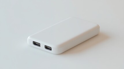 White power bank isolated on a white background