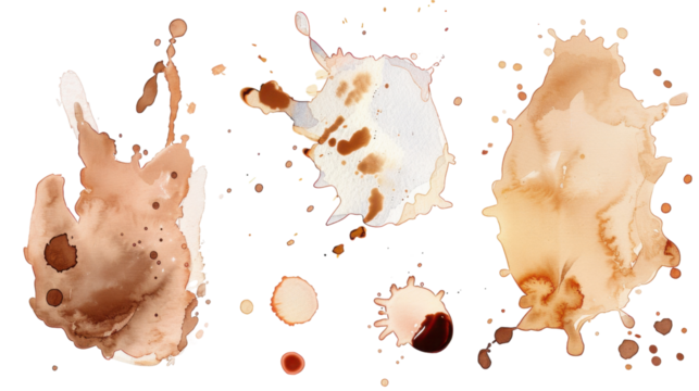 Watercolor vector stains set on white transparent background
