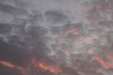 Orange sky in the afternoon after clouds and rain