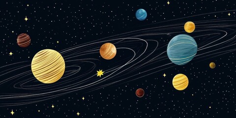 Fototapeta premium A colorful illustration of planets in space, showcasing the solar system's diversity.