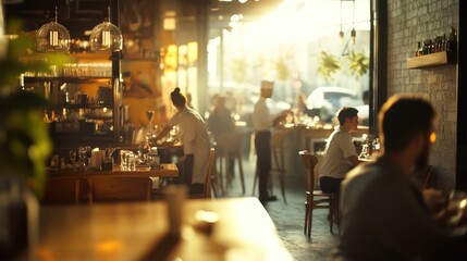 Warm Light in a Bustling Cafe