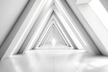 A futuristic abstract triangle corridor was created. Generative Ai