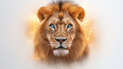 Fototapeta premium Majestic Lion Portrait Fierce Powerful Wild Cat Image