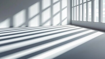 Obraz premium Dramatic Shadows and Bright Minimalist Interior Scene for Modern Mockup