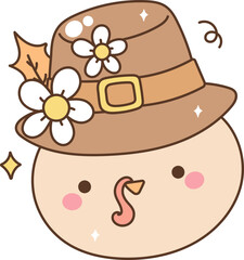 Happy Thanksgiving Day with Cute Character, Turkey Cartoon