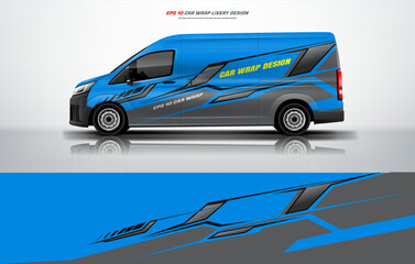 Universal Racing Car wrap livery design for van and other types of cars with blue background © liveryworks