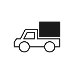 Truck. Small cargo truck. Line. Icon.