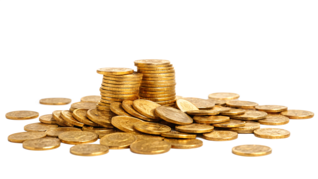 Golden coins piled high, symbolizing wealth and financial prosperity