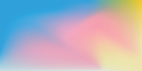 Abstract clear blue sky. Pastel rainbow. Light blue, pink and yellow color vector banner. Pastel gradient sky pattern. Blurred light fuzz colorful gradient background. Vector soft horizontal backdrop