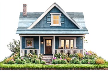 A house in the traditional cottage style, isolated on white. Generative Ai