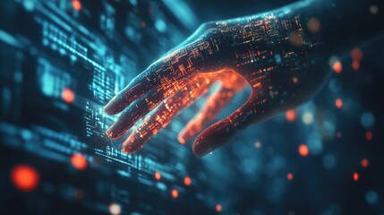 Digital Hand Interacting with Data Flow