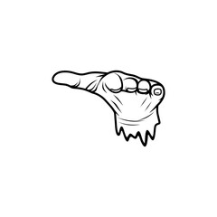 open right hand pointing forward black and white vector line
