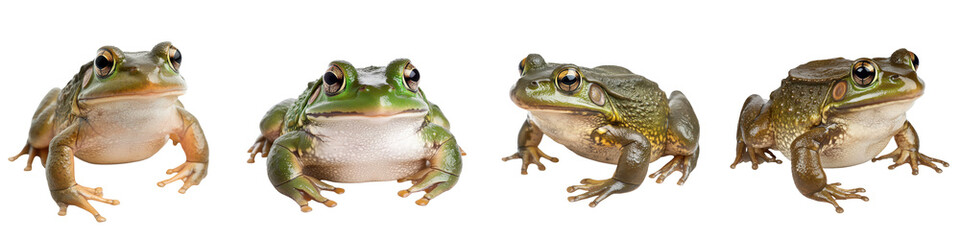 Fototapeta premium Collection of diverse frog species inhabiting various natural environments including forests ponds and marshes