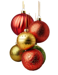 Christmas balls isolated on white background, created with Generative AI technology, PNG