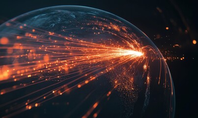 Futuristic Global Network Visualization with Light Lines