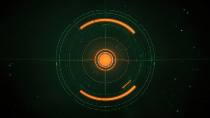 Economic Growth and Climate Change concept. Abstract digital design featuring concentric circles and glowing elements, creating a modern, high-tech visual against a dark background.