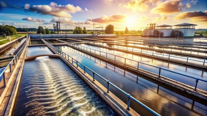 Fototapeta premium Close-up shots of industrial wastewater treatment plants and sewage systems, wastewater, treatment plant, sewage