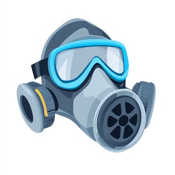 gray gas mask with blue goggles clip art preview