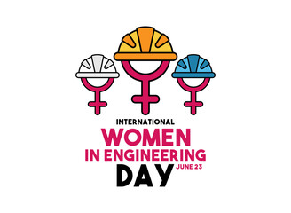 International Women in Engineering Day design vector. June 23. Female icon. Helmet. Flat design vector. Poster, banner, card, background.