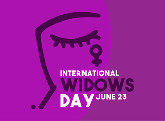 International Widows Day design vector. June 23. Hand drawn women face line icon. Flat design vector. Poster, banner, card, background.