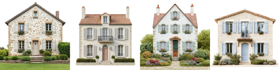 Obraz premium Collection of Elegant and Charming Historic Manor Houses Chateaus and Villas Set in Picturesque Rural Countryside Landscapes with Gardens Nature and Traditional Architectural Features